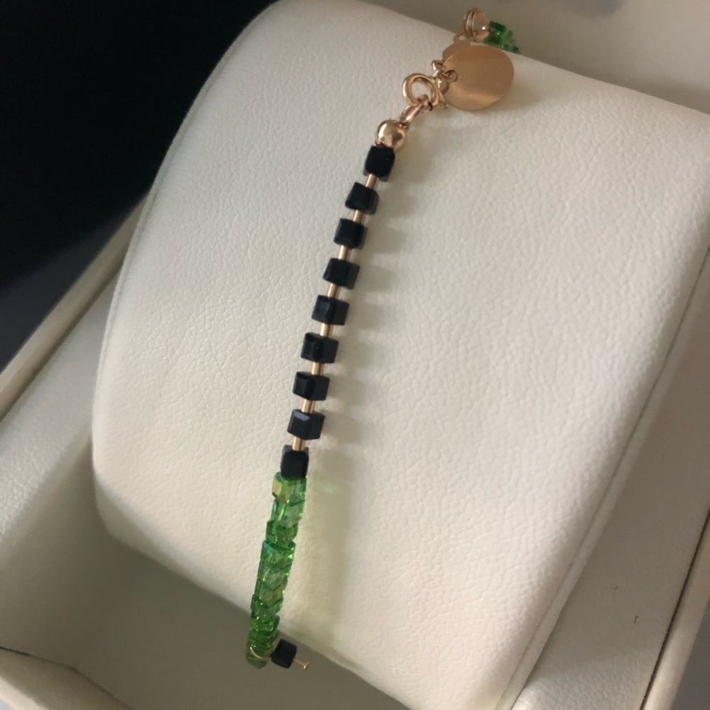 REAL SOLID GOLD 14K & crystals Bracelet